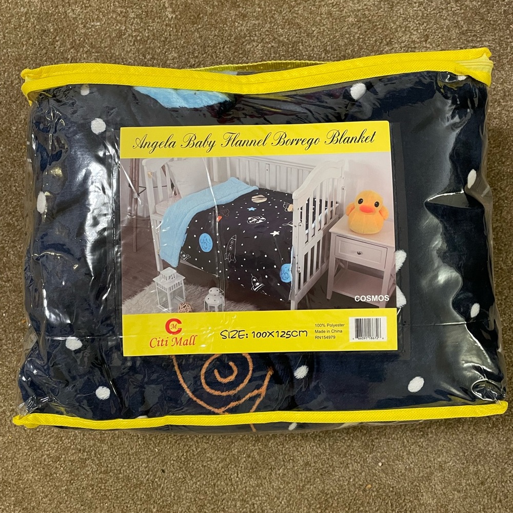 New Without Tags - Angela Baby Flannel Borrego Blanket - Cosmos
